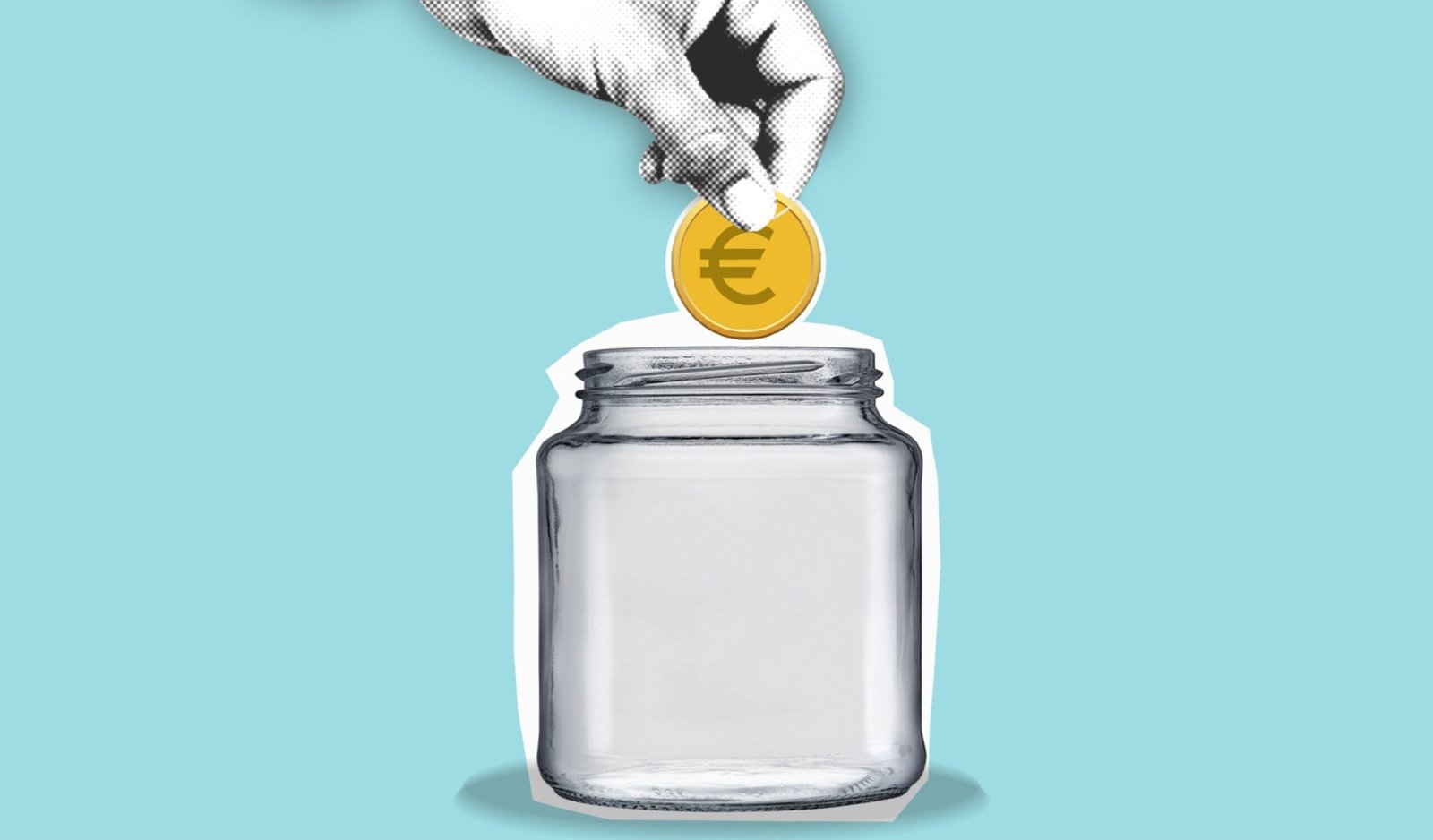 Person placing a coin into a savings jar, representing budgeting and saving strategies